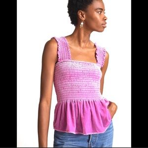 Anthropologie smocked velvet baby doll tank